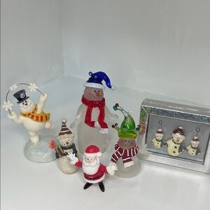 Festive Snowman and Santa Figurine Set